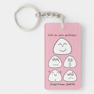5 portable onigiri faces (both sides: blue pink) keychain