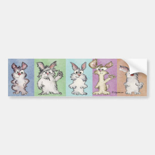 5 Rainbow Rabbits Bumper Sticker