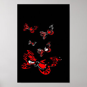 5 Red Butterflies Poster