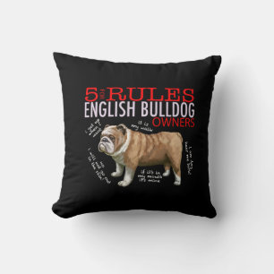 5 Rules for English bulldog Owners Bulldog Dad Mom Throw Pillow