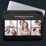 5 Sections Custom Photo Simple Elegant Black Frame Laptop Sleeve<br><div class="desc">Lovely arrangement of five family photos in simple elegant minimalist collage divided in 1 large portrait sections on the centre and 4 sections of landscape photos on the left and right with texts on the upper side. Personalize it with your own family (friends or reunion) photos and texts. Perfect a...</div>