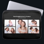 5 Sections Custom Photo Simple Elegant Black Frame Laptop Sleeve<br><div class="desc">Lovely arrangement of five family photos in simple elegant minimalist collage divided in 1 large portrait sections on the centre and 4 sections of landscape photos on the left and right with texts on the upper side. Personalize it with your own family (friends or reunion) photos and texts. Perfect a...</div>