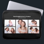 5 Sections Custom Photo Simple Elegant Black Frame Laptop Sleeve<br><div class="desc">Lovely arrangement of five family photos in simple elegant minimalist collage divided in 1 large portrait sections on the centre and 4 sections of landscape photos on the left and right with texts on the upper side. Personalize it with your own family (friends or reunion) photos and texts. Perfect a...</div>