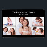 5 Sections Custom Photo Simple Elegant Black Frame Magnet<br><div class="desc">Lovely arrangement of five family photos in simple elegant minimalist collage divided in 1 large portrait sections on the centre and 4 sections of landscape photos on the left and right with texts on the upper side. Personalize it with your own family (friends or reunion) photos and texts. Perfect a...</div>