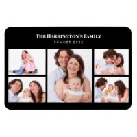 5 Sections Custom Photo Simple Elegant Black Frame