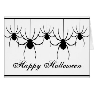 5 Silhouette Spiders Hanging Halloween Card