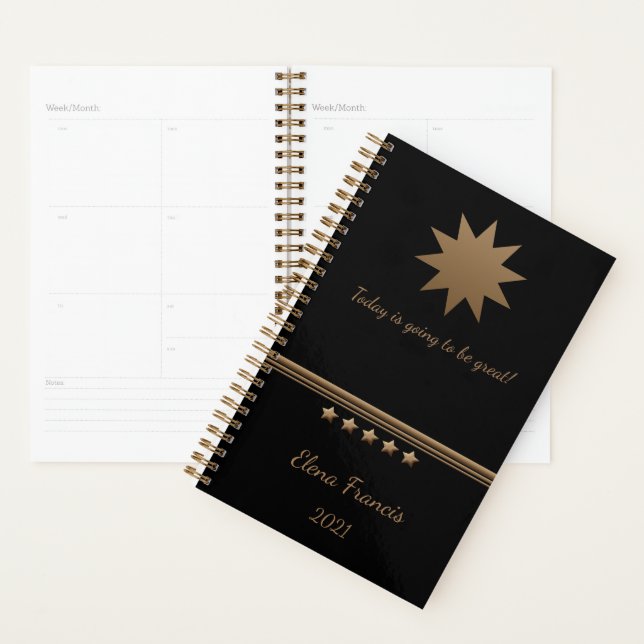 5 Star Brushed Gold Black Professional Business Planner (Display)