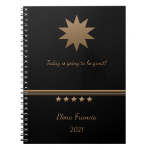 5 Star Brushed Gold Black Professional Notebook