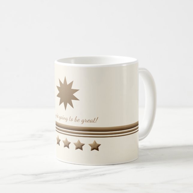 5 Star Brushed Gold & Cream Mug (Front Right)