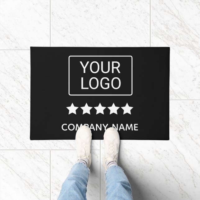5 Star Business Logo Minimal Professional Black Doormat (Indoor)