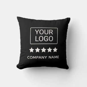 5 Star Business Logo Minimal Professional Black Throw Pillow