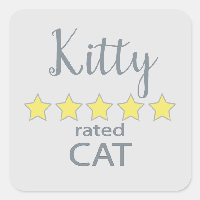 5 Star rated Cat Square Sticker (Front)