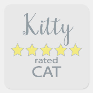 5 Star rated Cat Square Sticker