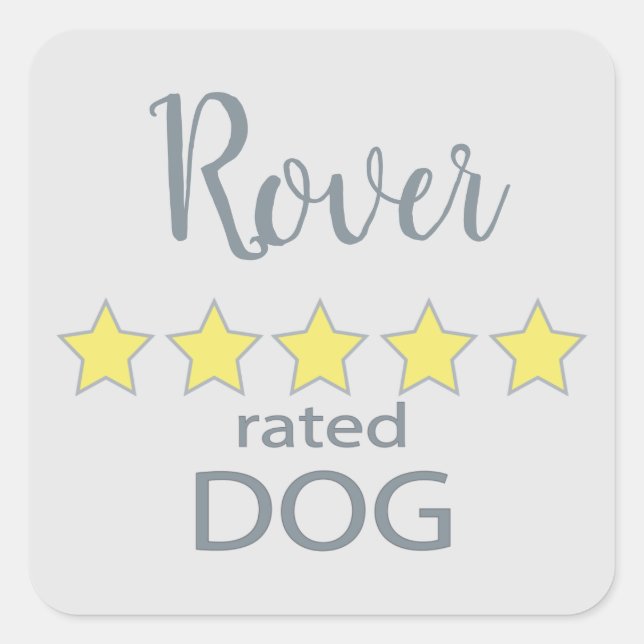 5 Star rated Dog Square Sticker (Front)