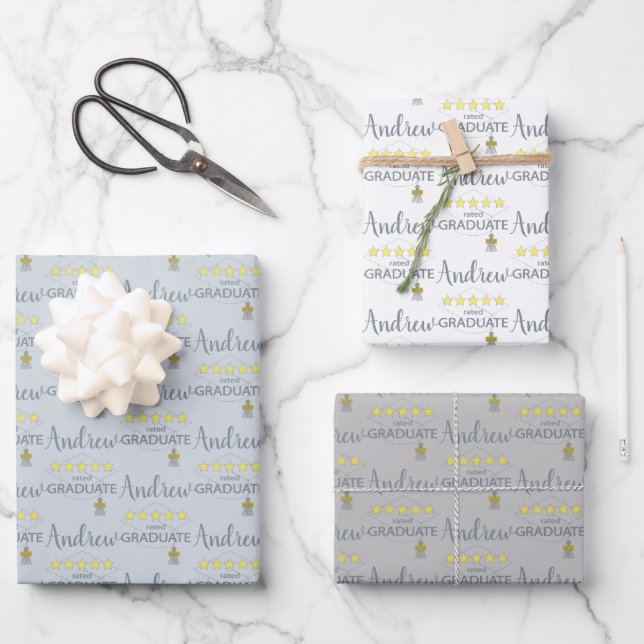 5 Star Rated Graduate Wrapping Paper Sheet (Front)