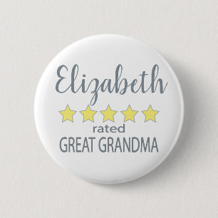 5 Star Rated Great Grandma 2 Inch Round Button