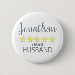 5 Star Rated Husband 2 Inch Round Button