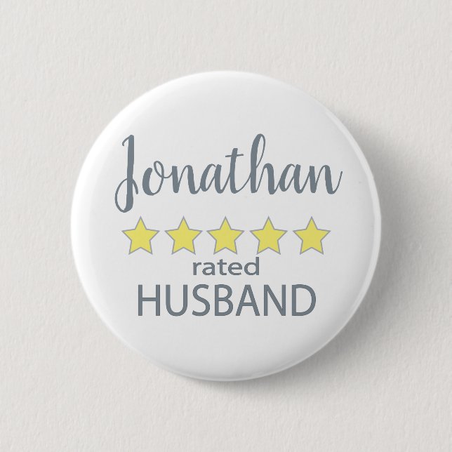 5 Star Rated Husband 2 Inch Round Button (Front)