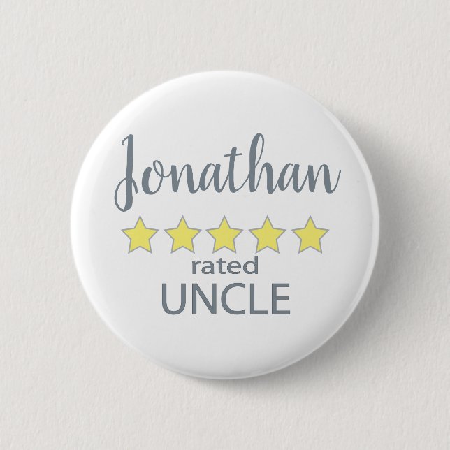 5 Star Rated Uncle 2 Inch Round Button (Front)