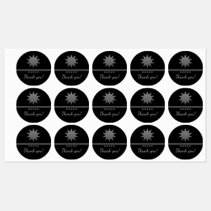 5 Star Silver Text Black Professional Labels