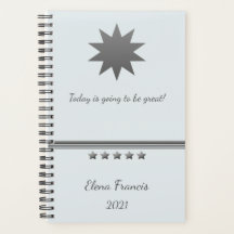 5 Star Silver Text Professional Notebook