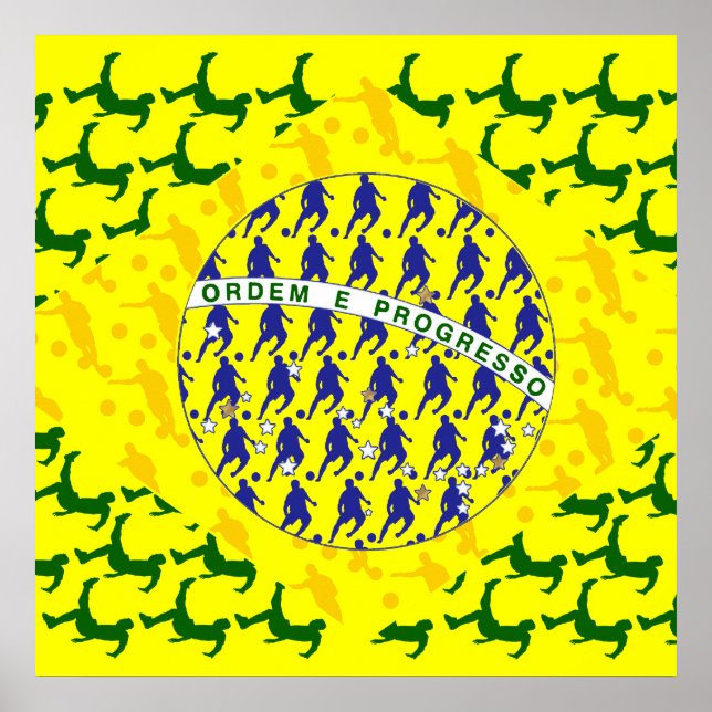 5 star soccer player flag of brazil poster (Front)