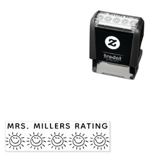 5 Star Sun Smiles Rating Review Book Teacher Self-inking Stamp