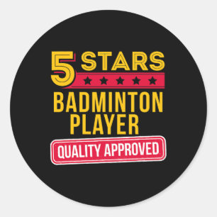 5 Stars Badminton Player - Funny Racquet Sport Gif Classic Round Sticker