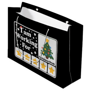 5 Stars Xmas Tree Am Working For Christmas Break Large Gift Bag