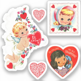 5 Stickers Vintages / Retro Valentine’s