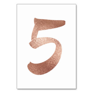 5 Table Number White Metallic Pink Rose Gold Table Number