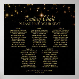 5 Table Shimmering Sparkles Wedding Seating Chart
