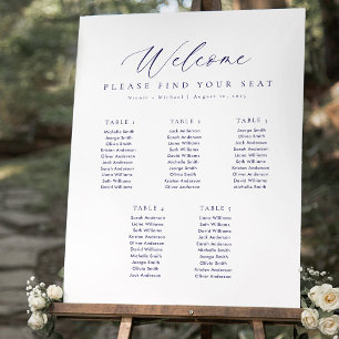 5 Tables Bleu foncé Tableau de placement de bienve