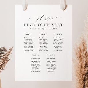 5 Tables Please Find Your Seat Seating Chart