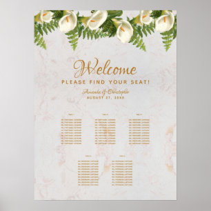 5 Tables Seating Chart Calla Lilies Marble Wedding