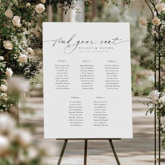 5 Tables Welcome Seating Chart Modern Script