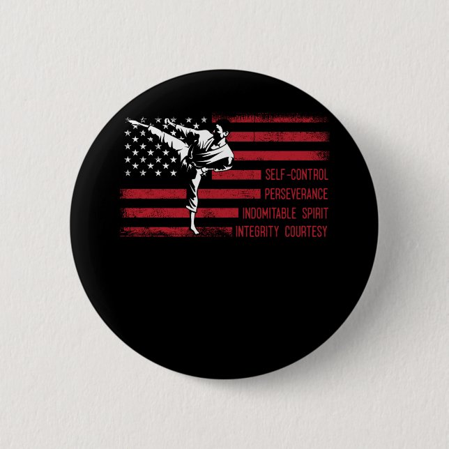 5 Tenets American Taekwondo Fighting 2 Inch Round Button (Front)