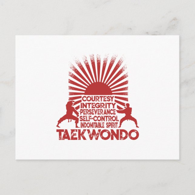 5 Tenets Of Taekwondo Announcement Postcard (Front)