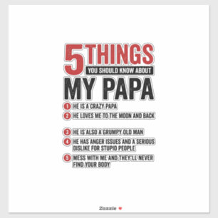 5 Things About My Papa Funny Vintage Shirt Design_