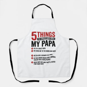 5 Things About My Papa Funny Vintage Shirt Design_ Apron