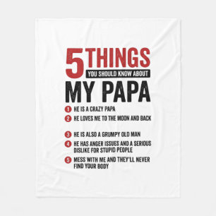 5 Things About My Papa Funny Vintage Shirt Design_ Fleece Blanket
