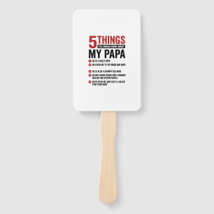 5 Things About My Papa Funny Vintage Shirt Design_ Hand Fan
