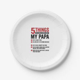 5 Things About My Papa Funny Vintage Shirt Design_ Paper Plate
