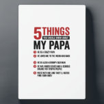 5 Things About My Papa Funny Vintage Shirt Design_ Plaque<br><div class="desc">5 Things About My Papa Funny Vintage Shirt Design_1</div>