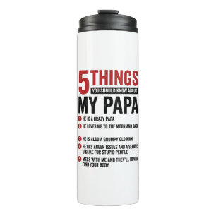 5 Things About My Papa Funny Vintage Shirt Design_ Thermal Tumbler