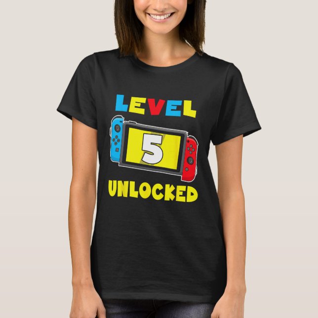 5 Unlocked 5th Birthday Shirt Video Game 5 Year Ol (Front)