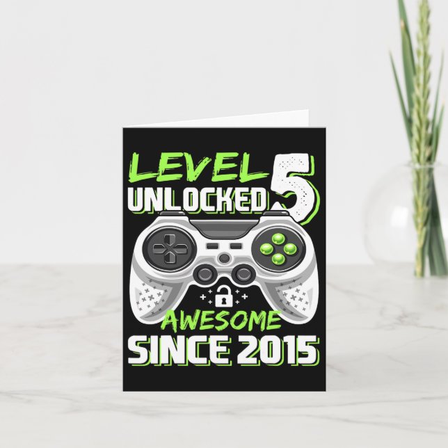 5 Unlocked Awesome Since 2015 Video Game 5th Birth Card (Front)