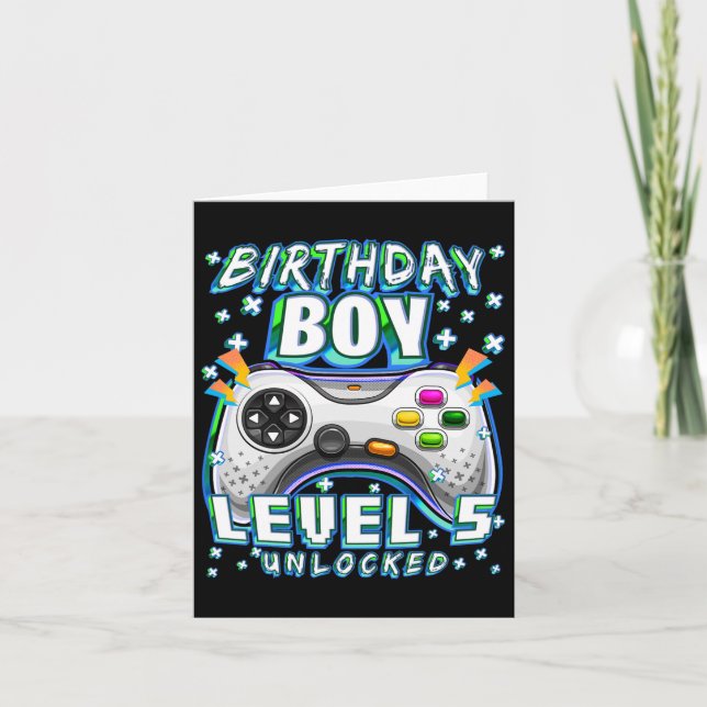 5 Unlocked Video Game 5th Birthday Gamer Boys  Card (Front)