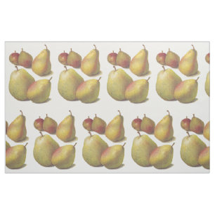 5 vintage pears illustrated textile fabric