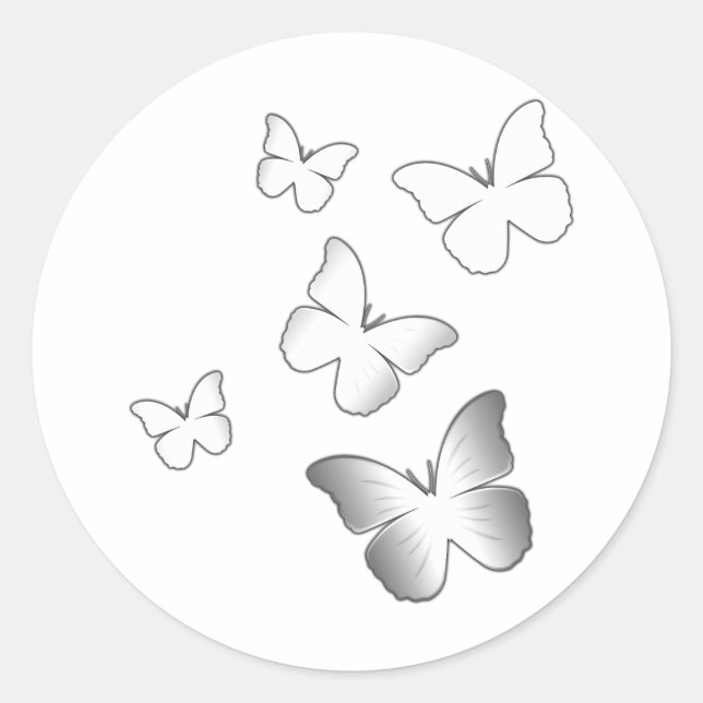 5 White Butterflies Classic Round Sticker (Front)